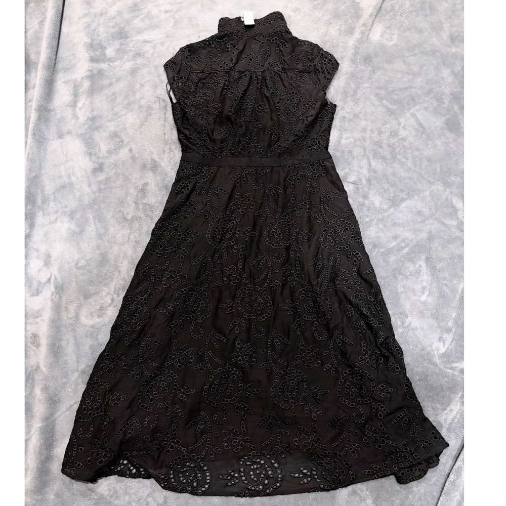 White House Black Market Eyelet Midi Shirtdress Womens 12 Black NWT 570324735 - Picture 7 of 7